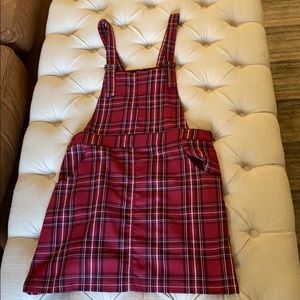 Plaid overall mini dress